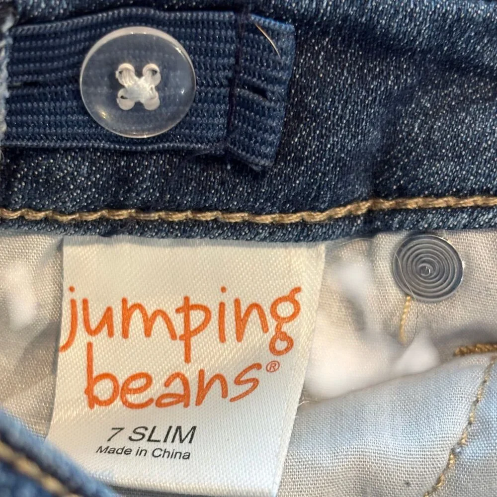 Jumping Beans Girls Skinny  Dark Blue Jeans Size 7 Slim Adjustable‎ Waist